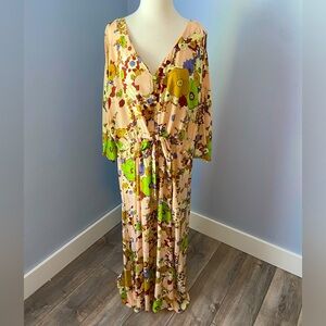 Wray acid floral silk Maxi dress XXL